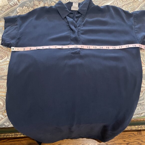 Chico's Sz 4 Half Placket Shirt Midi Dress Navy Blue Modal Casual Comfortable - Picture 4 of 8